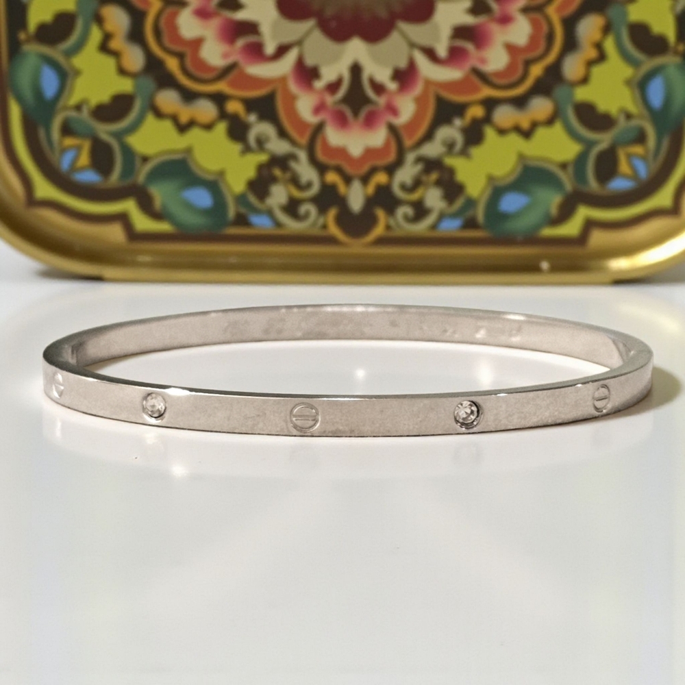 Alternating Stone Silver Screw Bracelet